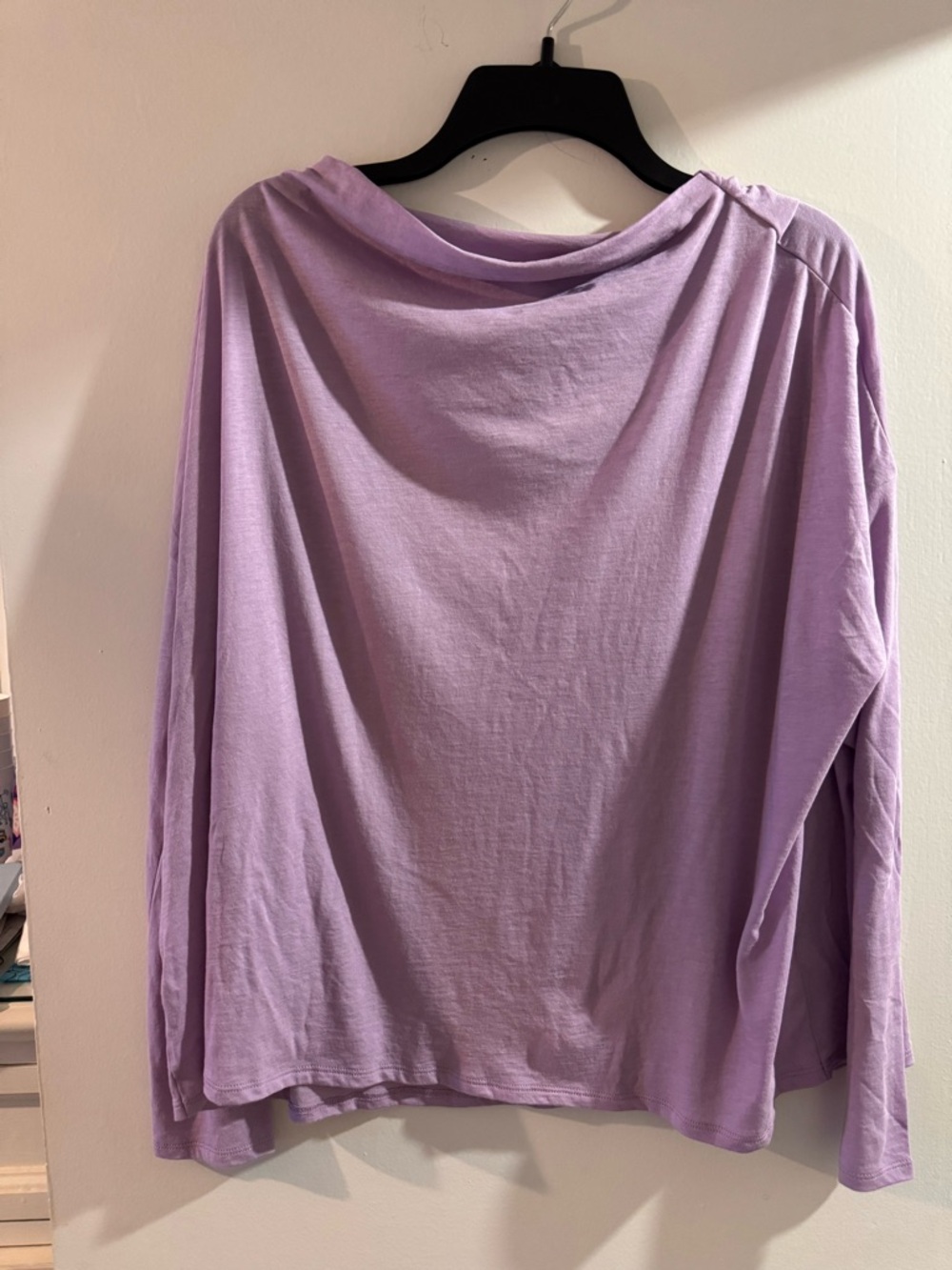Vince Lavender Long-Sleeve Draped Neck Top